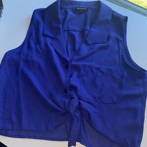 Purple cobalt sky tie front semi crop top